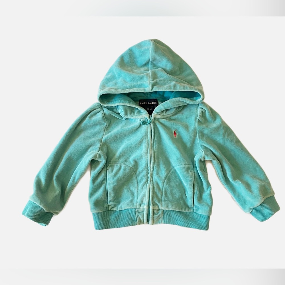 Ralph Lauren Aqua Baby Velour Zip Hoodie - Size 18 mo